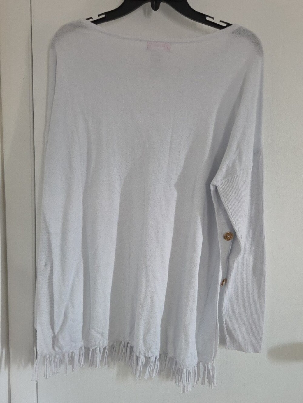 Lily Pulitzer Women’s Lightweight Fringe Hem Long Sleeve Top - Light Blue Large - Picture 3 of 10